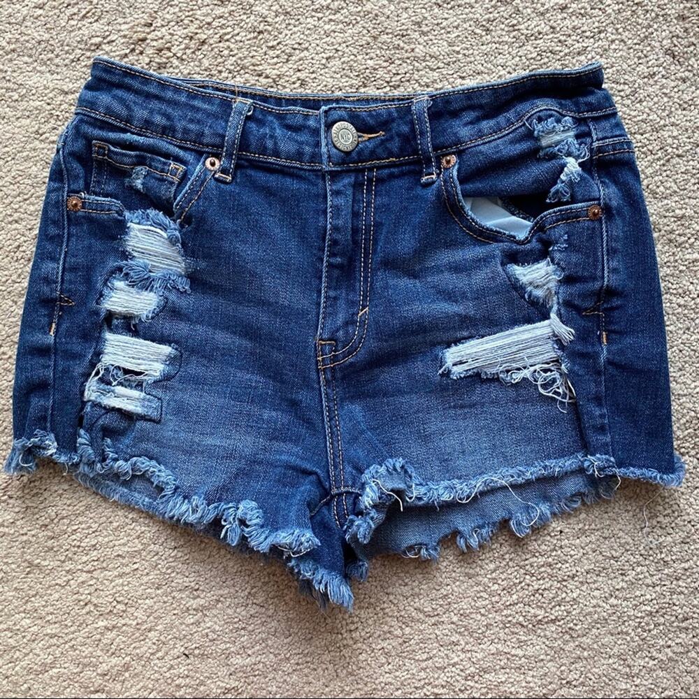 Aeropostale High Waisted Distressed Denim Shorts Size 6